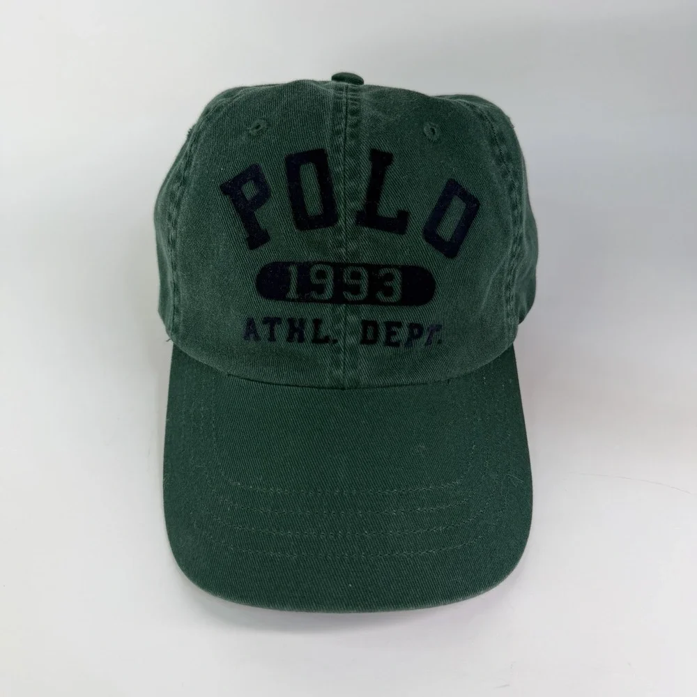Polo Ralph Lauren Baseline 1993 Athl Dept Baseball Cap Hat Strap Back Spellout